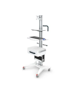Wózek pod aparaturę medyczną z wyposażeniem AP-3:  1x półka pod klawiaturę 500x250x30 mm, 1x szuflada 450x320x155 mm