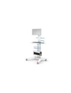 Wózek pod aparaturę medyczną AP-6 z regulacją wysokości: 1x półka pod klawiaturę 500x250x30 mm z wys. dwustronnie blatem HPL