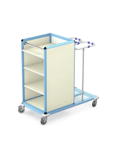 Wózek do transportu czystej i brudnej bielizny seria WCB WCB-1411: 1x szafka z zamkiem, 2x półka, 2x stelaż